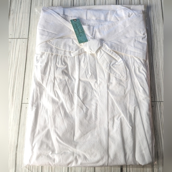 Anthropologie Poplin Tie Front Side Slit Midi Skirt in White Sz 1X and 3X NWT - Picture 10 of 11